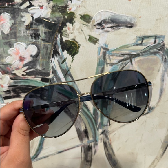TORY BURCH blue/gold aviator sunglasses ❤️ - Picture 14 of 16